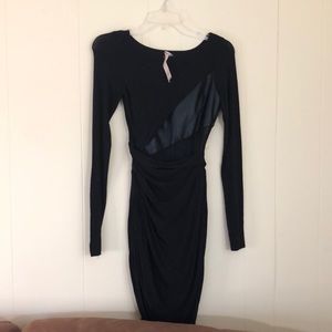 Bailey 44 black long sleeve mesh/leather dress. Size small.